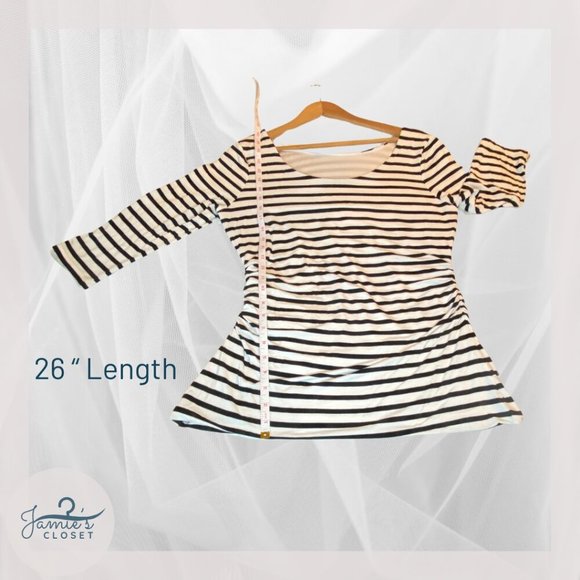 White House Black Market Striped Boat Neck Blouse Size Large GUC - Picture 3 of 9